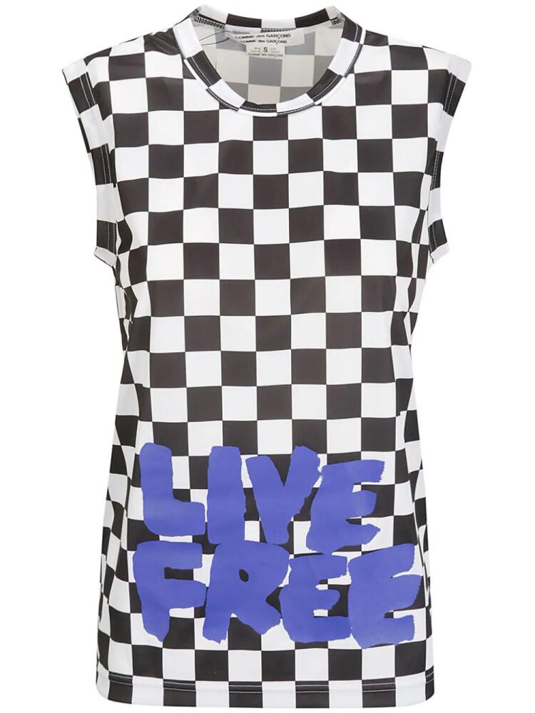 Comme Des Garçons Comme Des Garçons checked slogan-print tank top - White Cover