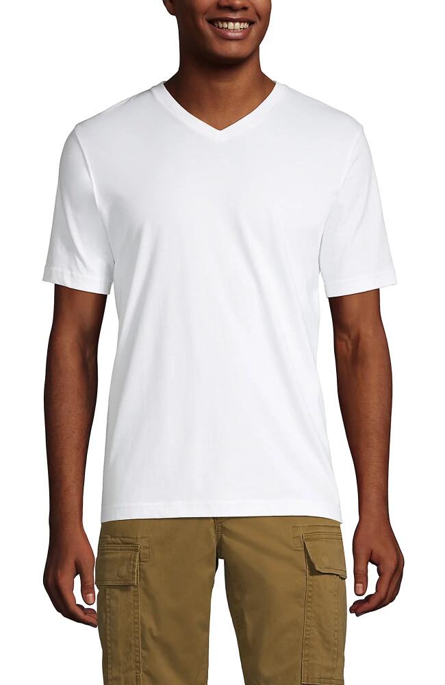 Lands' End Super-T Short Sleeve V-Neck T-Shirt in White Cover