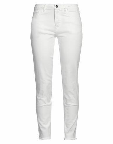 Rebel Queen Woman Jeans White Cotton, Elastane Cover