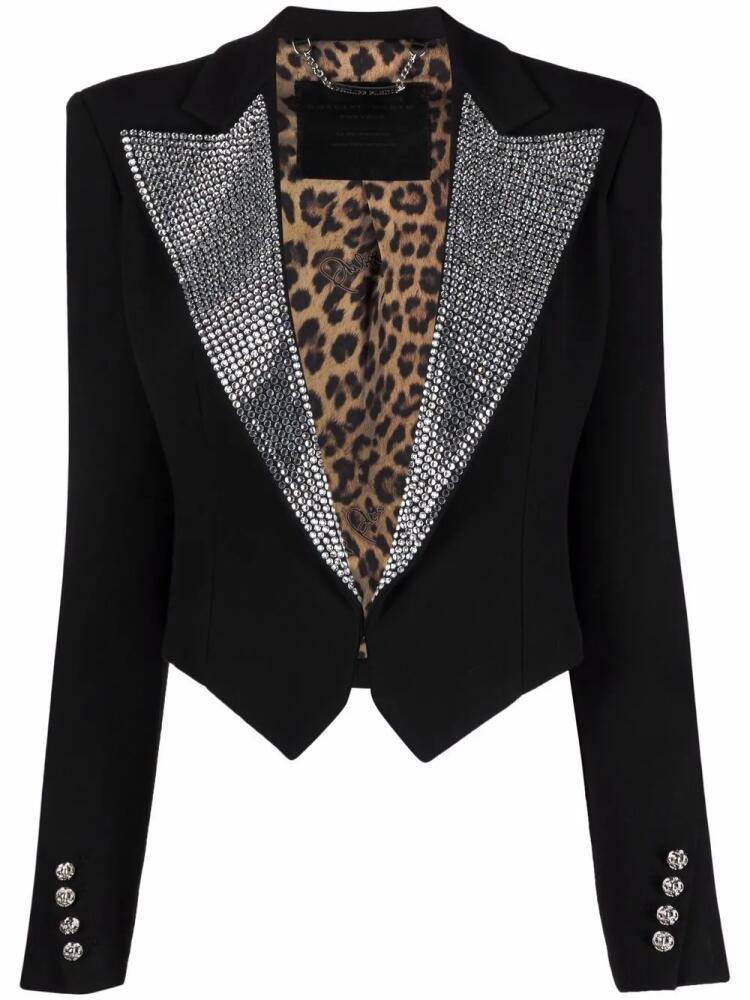 Philipp Plein crystal-embellished cropped blazer - Black Cover