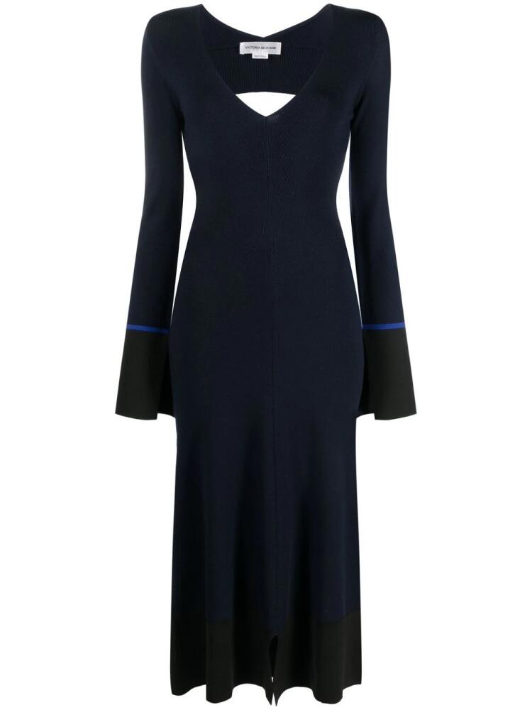 Victoria Beckham cut-out knitted midi dress - Blue Cover