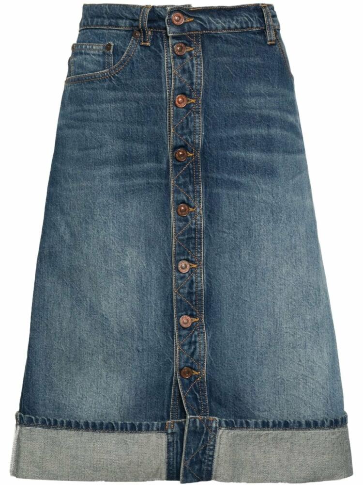 Victoria Beckham mid-rise denim midi skirt - Blue Cover