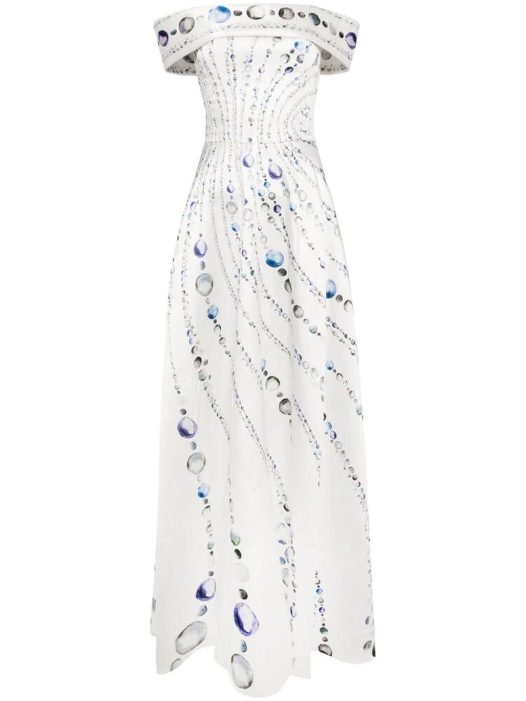 Saiid Kobeisy graphic-print mikado gown - White Cover