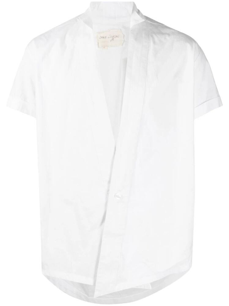 Greg Lauren V-neck short-sleeve cotton shirt - White Cover