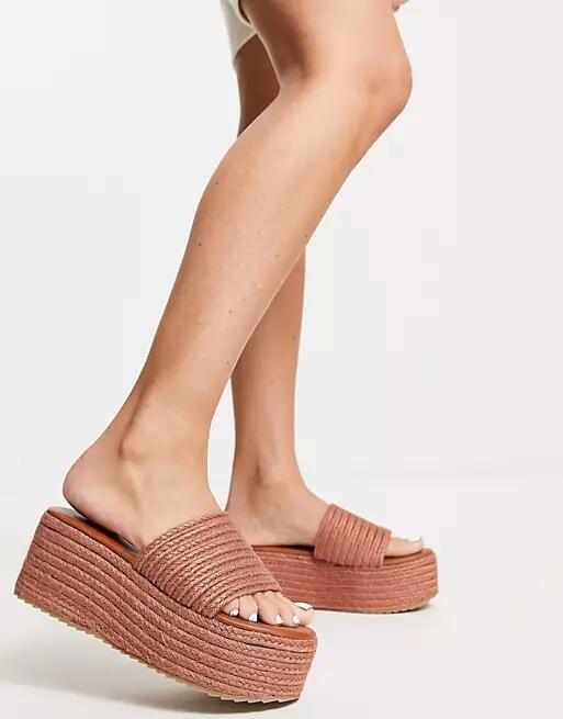 South Beach platform wedge espadrille sandal in tan-Brown Cover