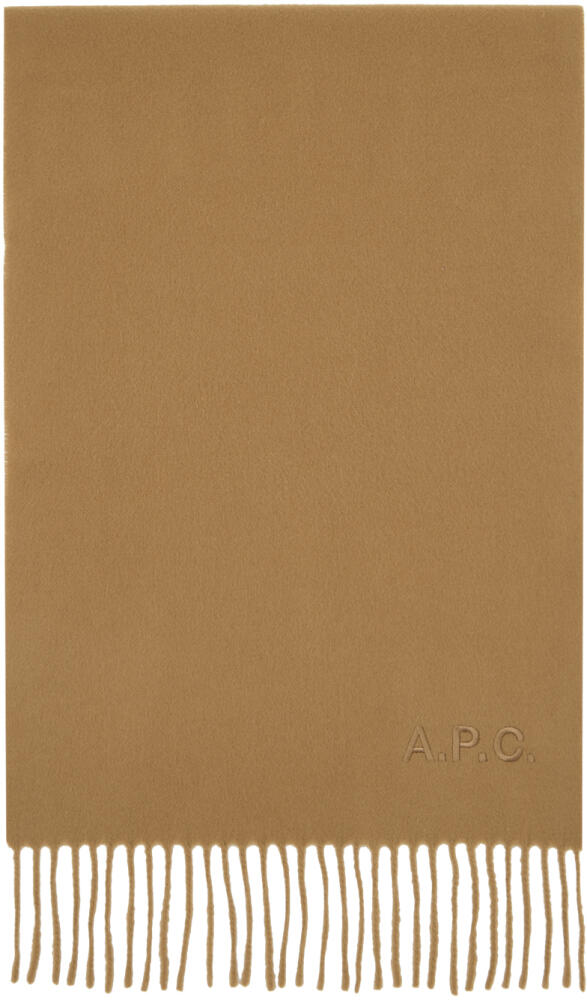 A.P.C. Tan Ambroise Embroidered Scarf Cover