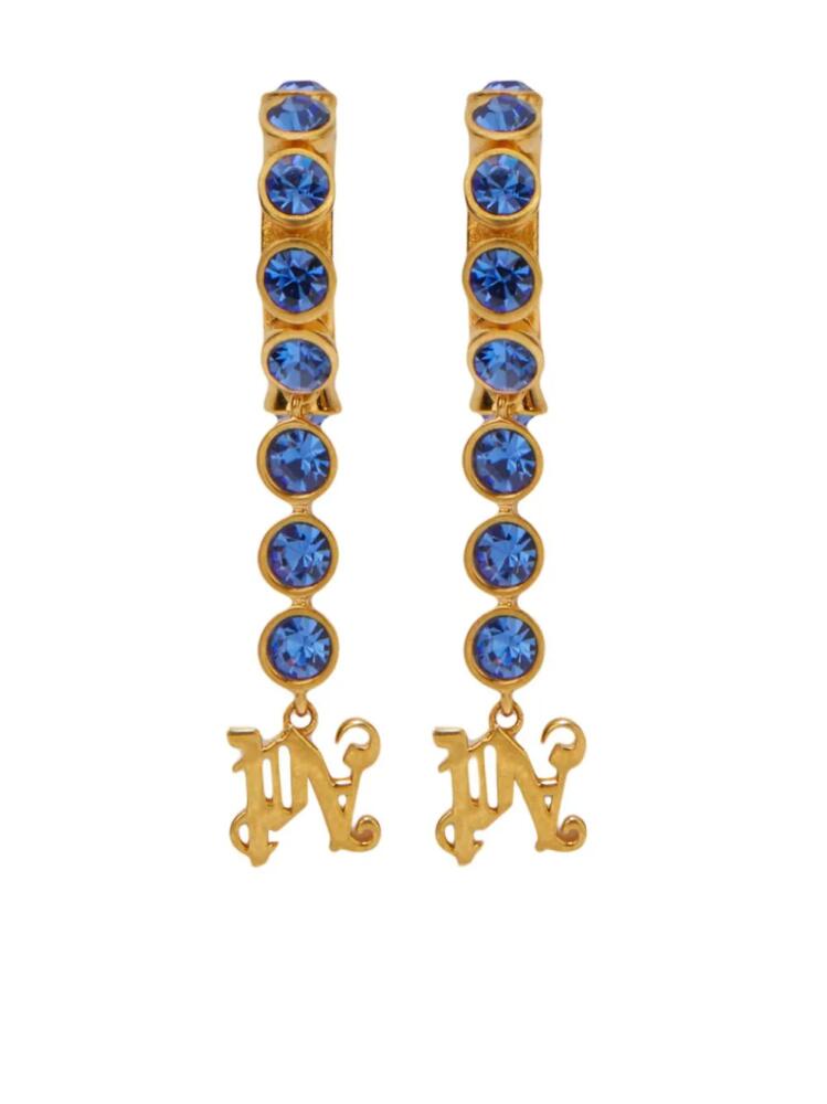 Palm Angels crystal-embellished monogram earrings - Gold Cover