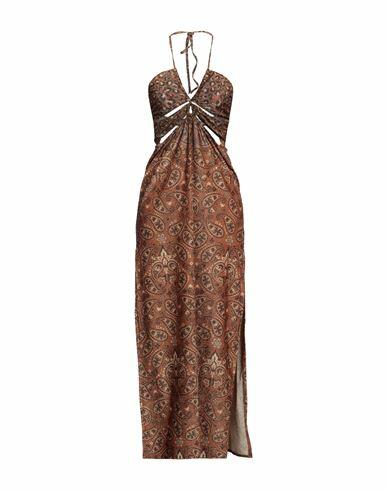 4giveness Woman Maxi dress Brown Polyester, Elastane, Polyamide Cover