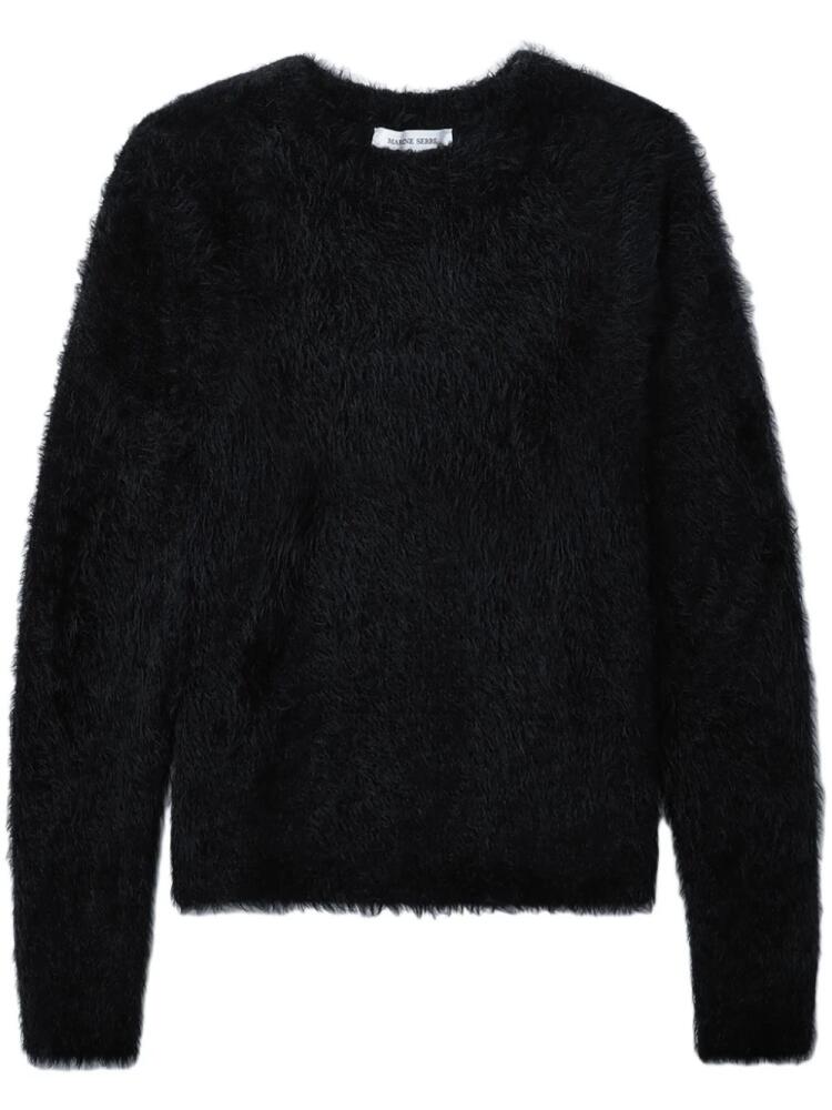 Marine Serre Crescent Moon-intarsia fluffy jumper - Black Cover