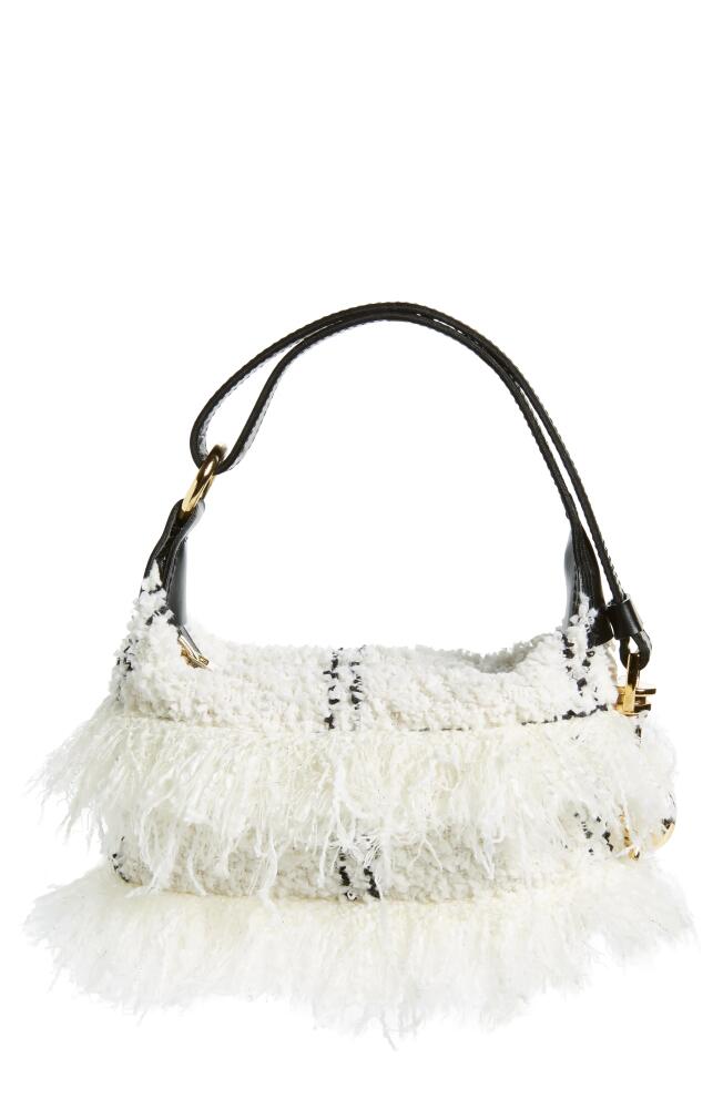 Sacai Small Pochette Tweed Top Handle Bag in Off White Cover