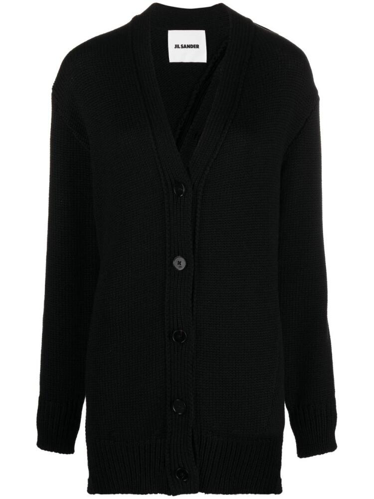 Jil Sander asymmetric button wool cardigan - Black Cover