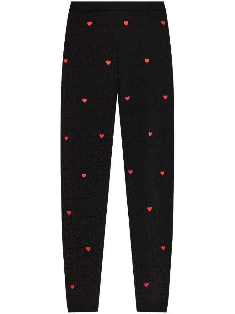 Moschino jacquard-logo woll leggings - Black Cover