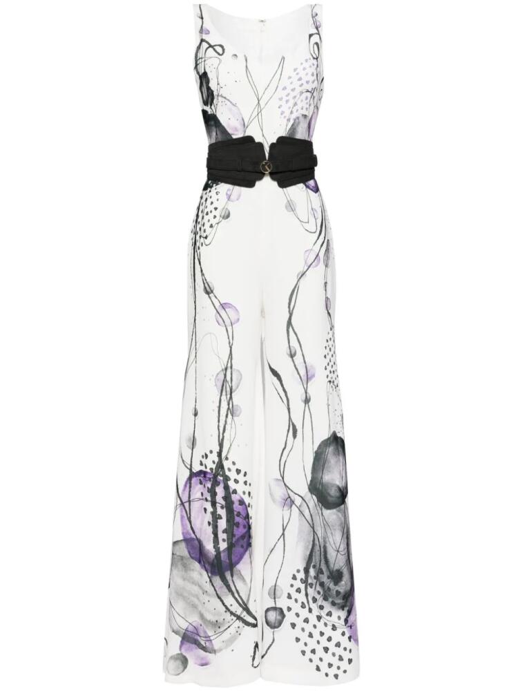 Saiid Kobeisy Canton Violet-print jumpsuit - White Cover