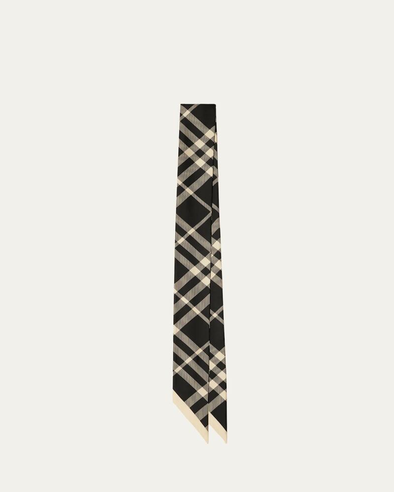 Burberry Reversible Check Silk Skinny Scarf Cover