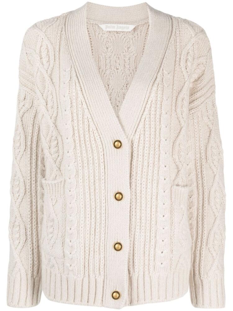 Palm Angels fisherman's-knit button-up cardigan - Neutrals Cover