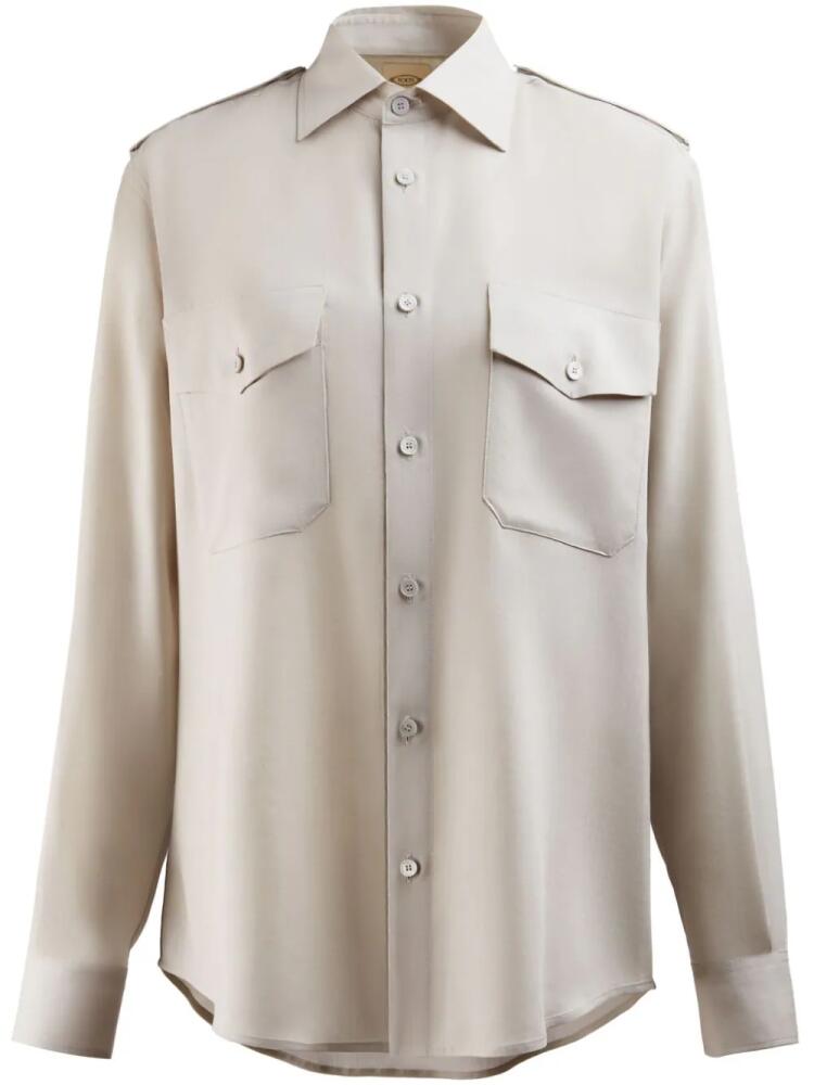 Tod's long-sleeve wool shirt - Neutrals Cover