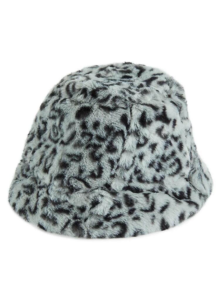 Eugenia Kim Women's Charlie Leopard Print Faux Fur Bucket Hat - Blue Stone Cover