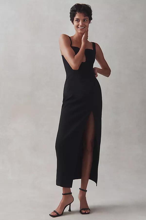 MISHA Franka Sleeveless Side-Slit Bonded Crepe Maxi Dress Cover