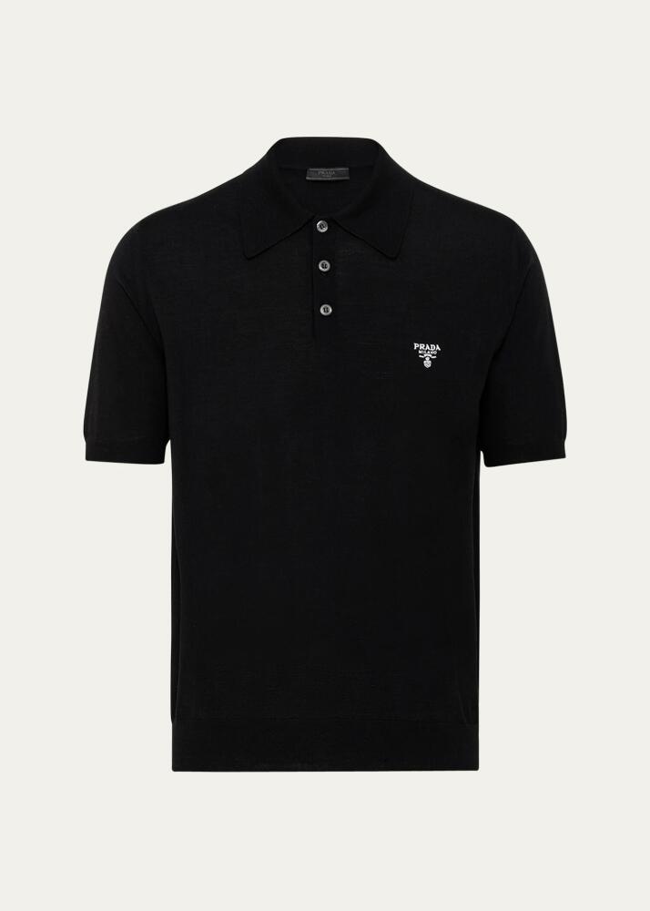 Prada Men's Wool Logo Polo Cover