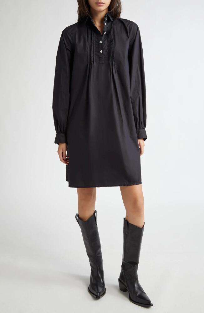 MILLE Bonnie Floral Long Sleeve Cotton Shirtdress in Black Poplin Cover