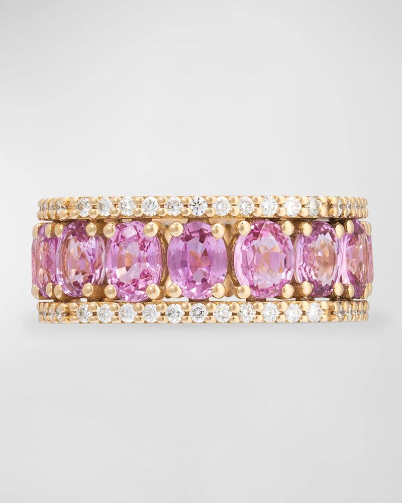 Miseno Procida 18K Yellow Gold Ring with White Diamonds and Pink Sapphires Cover