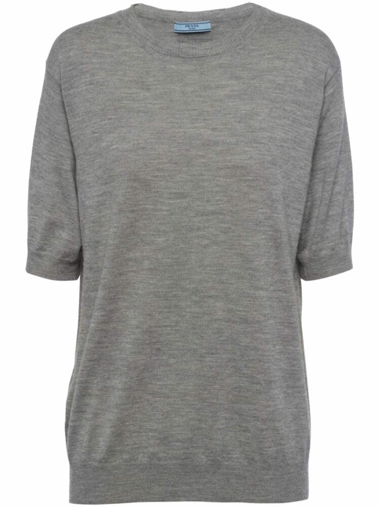 Prada triangle-logo cashmere knitted top - Grey Cover