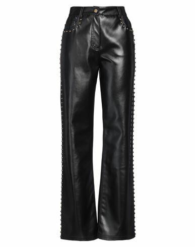 Moschino Jeans Woman Pants Black Polyester, Polyurethane coated Cover