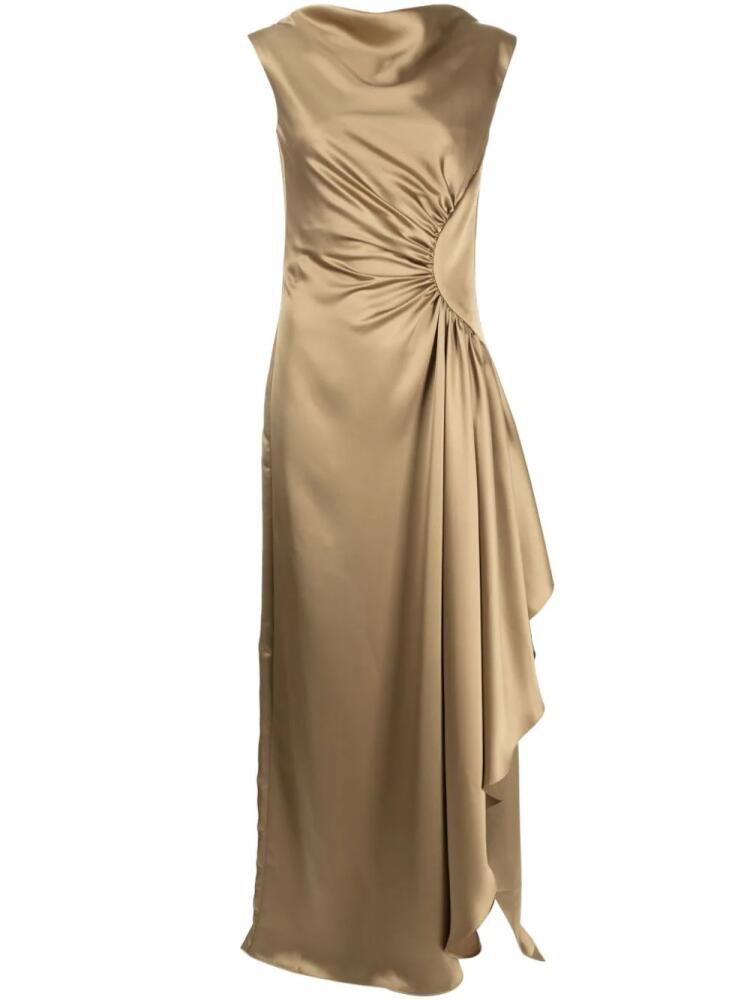 Amsale asymmetric side drape gown - Gold Cover