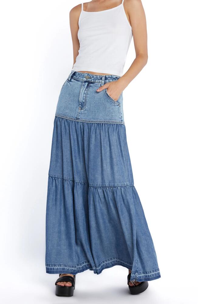 Wash Lab Denim Contrast Tiered Denim Maxi Skirt in Denim Love Cover