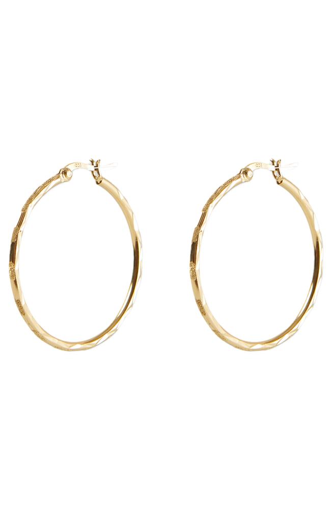 Argento Vivo Sterling Silver Diamond Cut Hoop Earrings in Gold Cover