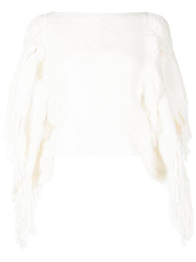 VOZ fringed-detail knitted top - White Cover