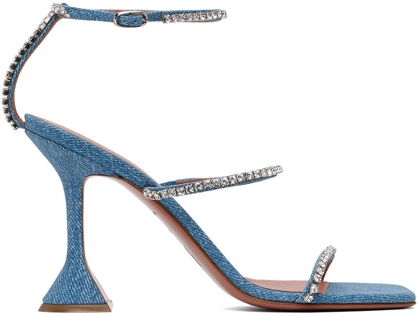 Amina Muaddi Blue Gilda Heeled Sandals Cover