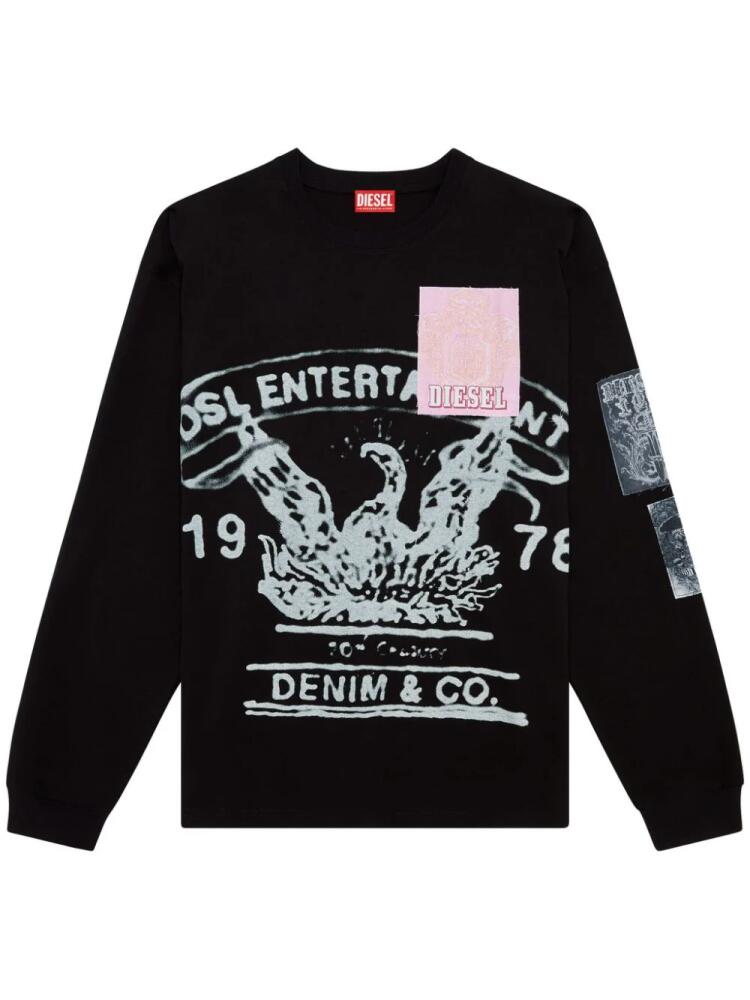 Diesel graphic-print cotton jumper - Black Cover