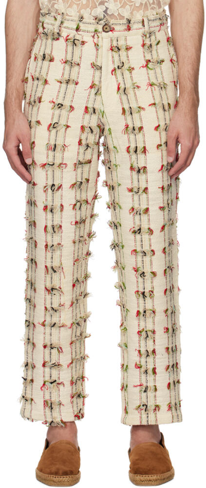 HARAGO Off-White Fringed Trousers Cover