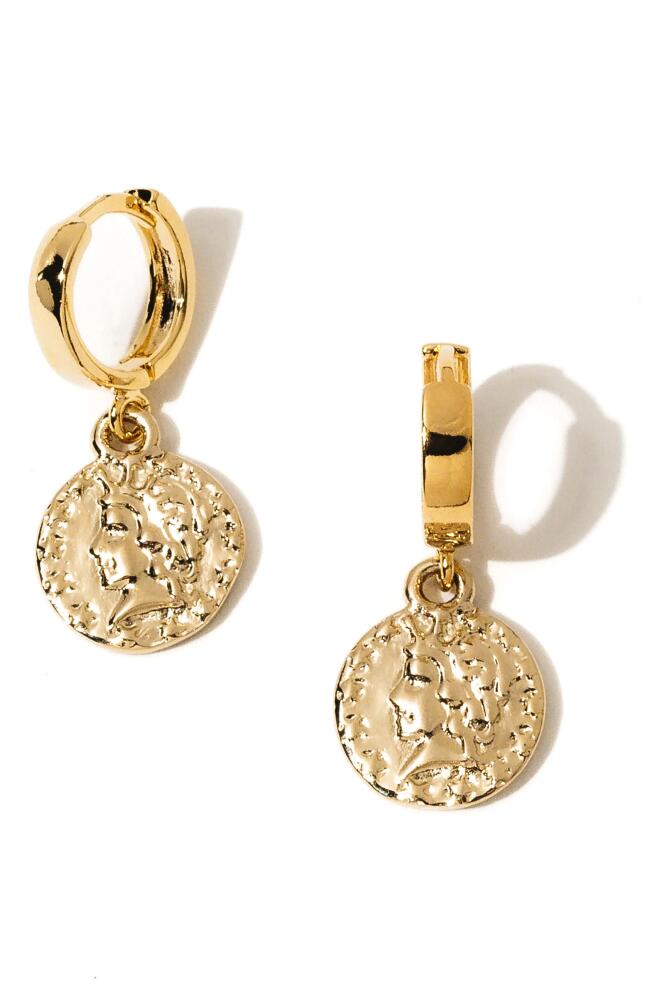 Child of Wild Stella Coin Drop Huggie Hoop Earrings in Gold Cover