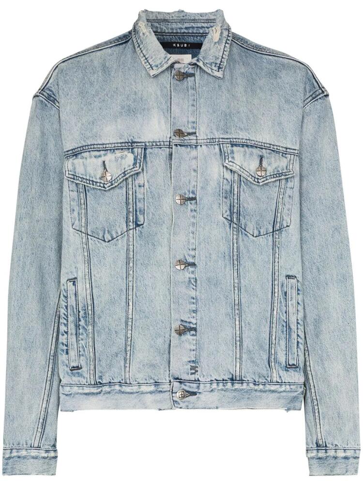 Ksubi acid-wash distressed denim jacket - Blue Cover