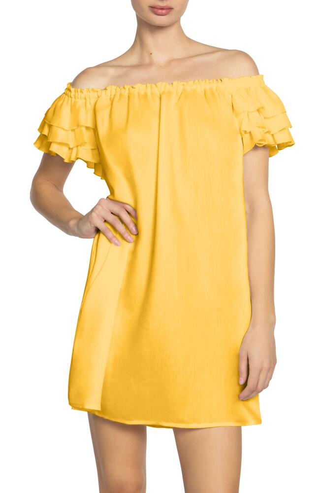 Robin Piccone Summer Ruffle Off the Shoulder Cover-Up Dress in Yolk Cover