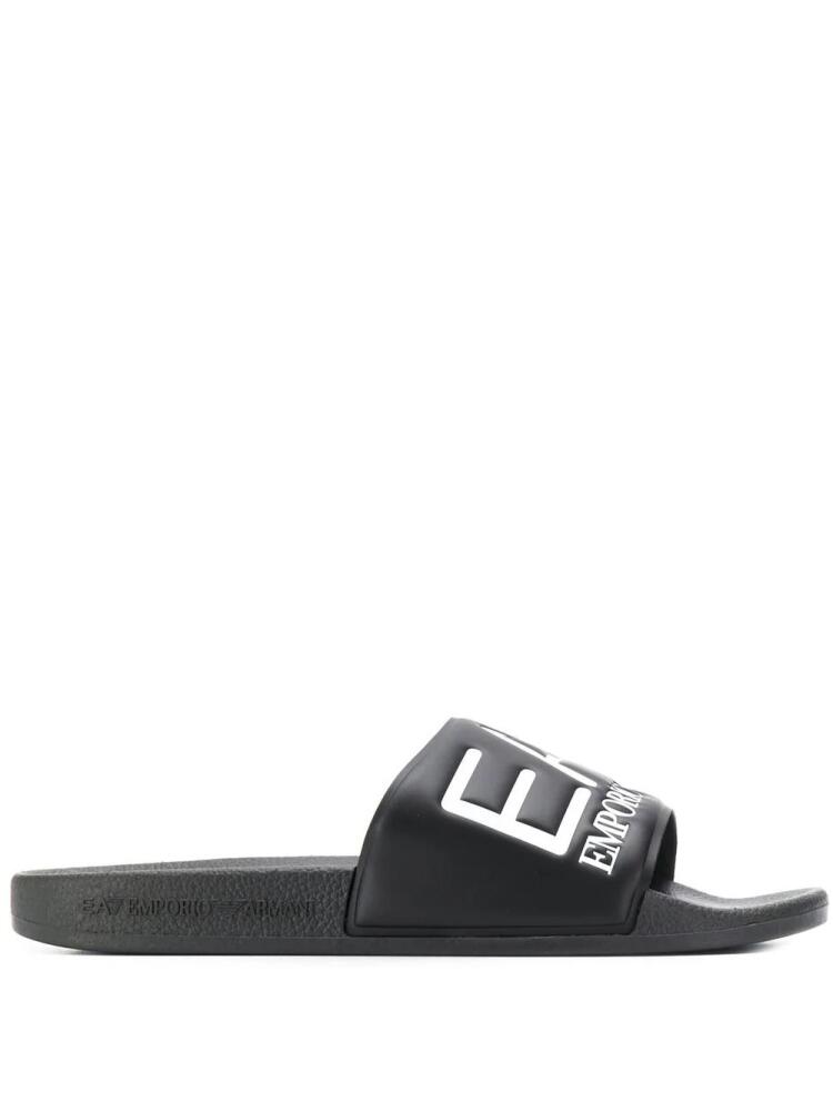 Ea7 Emporio Armani embossed logo slides - Black Cover