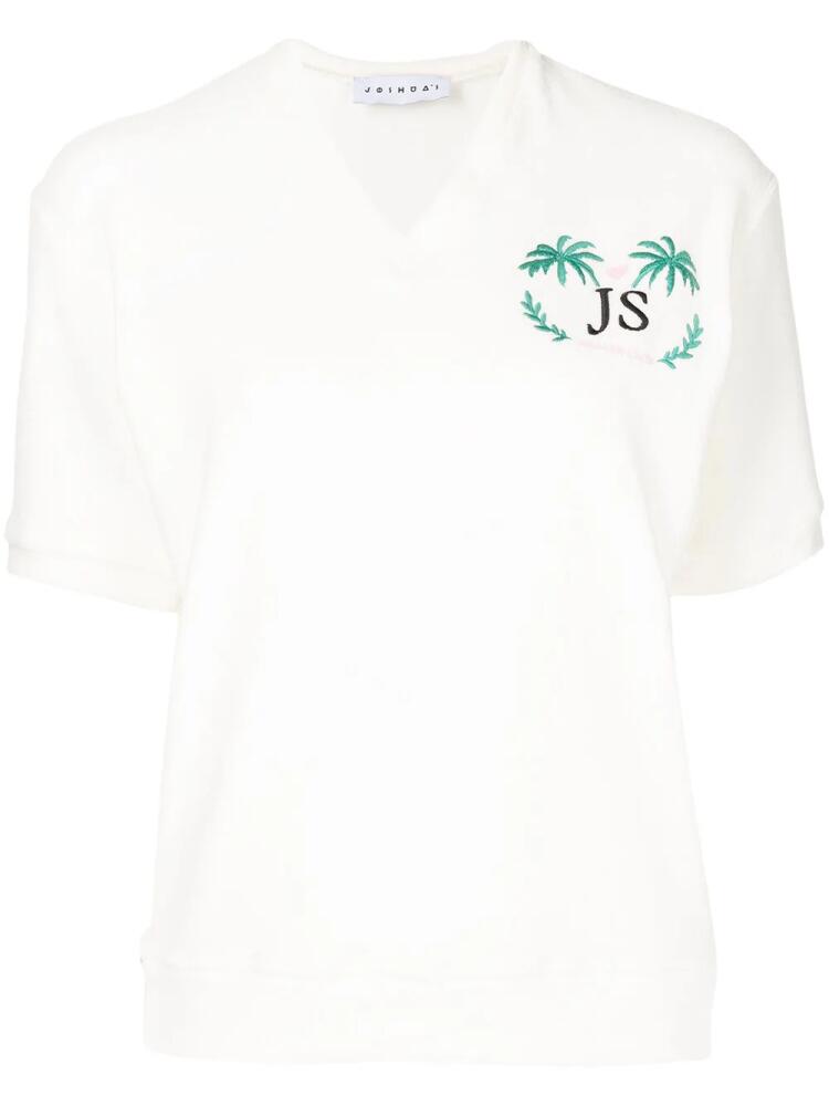 Joshua Sanders logo-embroidered V-neck T-shirt - White Cover