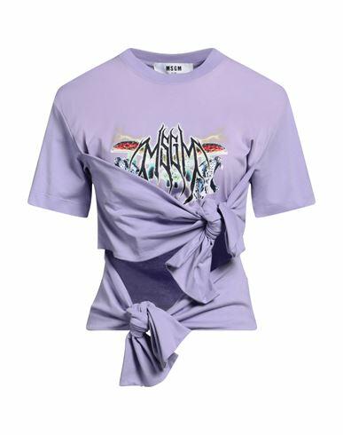 Msgm Woman T-shirt Lilac Cotton Cover