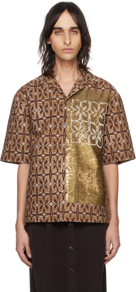 Dries Van Noten Brown Sequin Shirt Cover