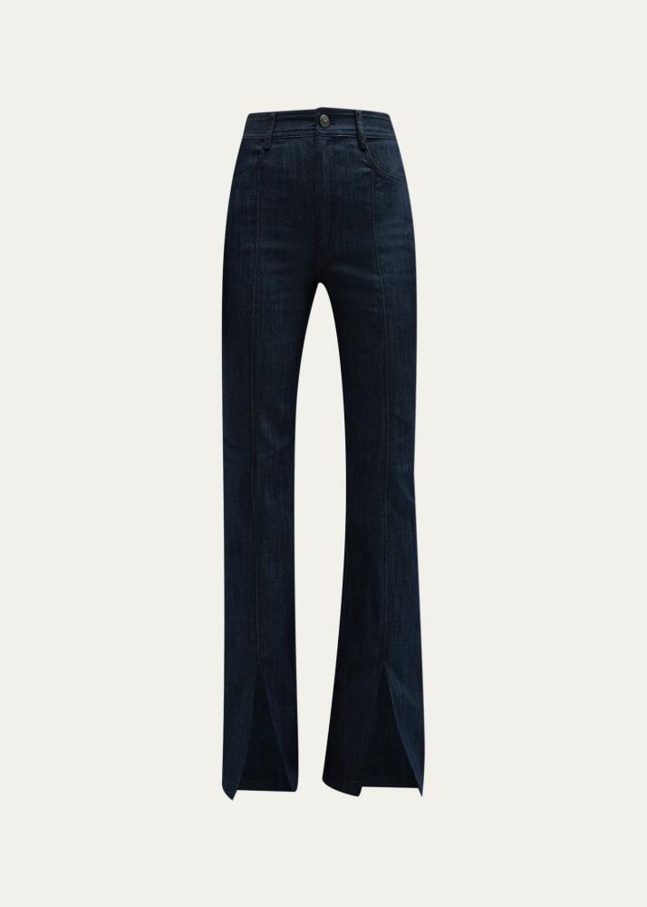 Cinq a Sept Shanis High-Rise Slit-Cuff Denim Bootcut Pants Cover