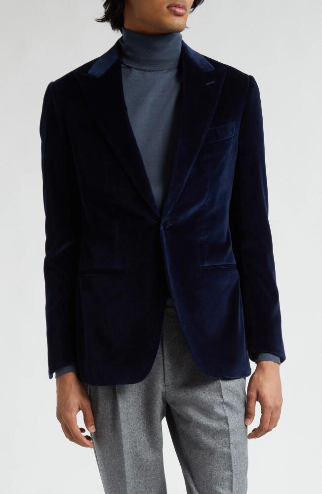 Thom Sweeney Peak Lapel Velveteen Dinner Jacket in Navy Cover