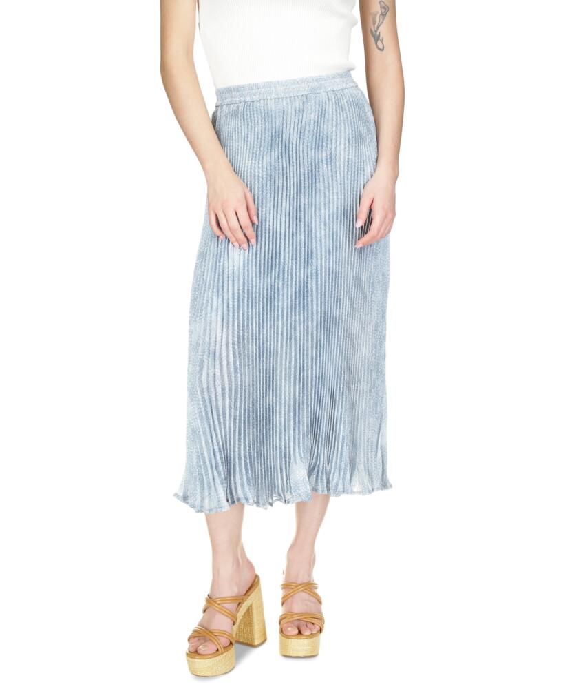 Michael Michael Kors Women's Tonal-Print Pleated Midi Skirt - Chambray Cover