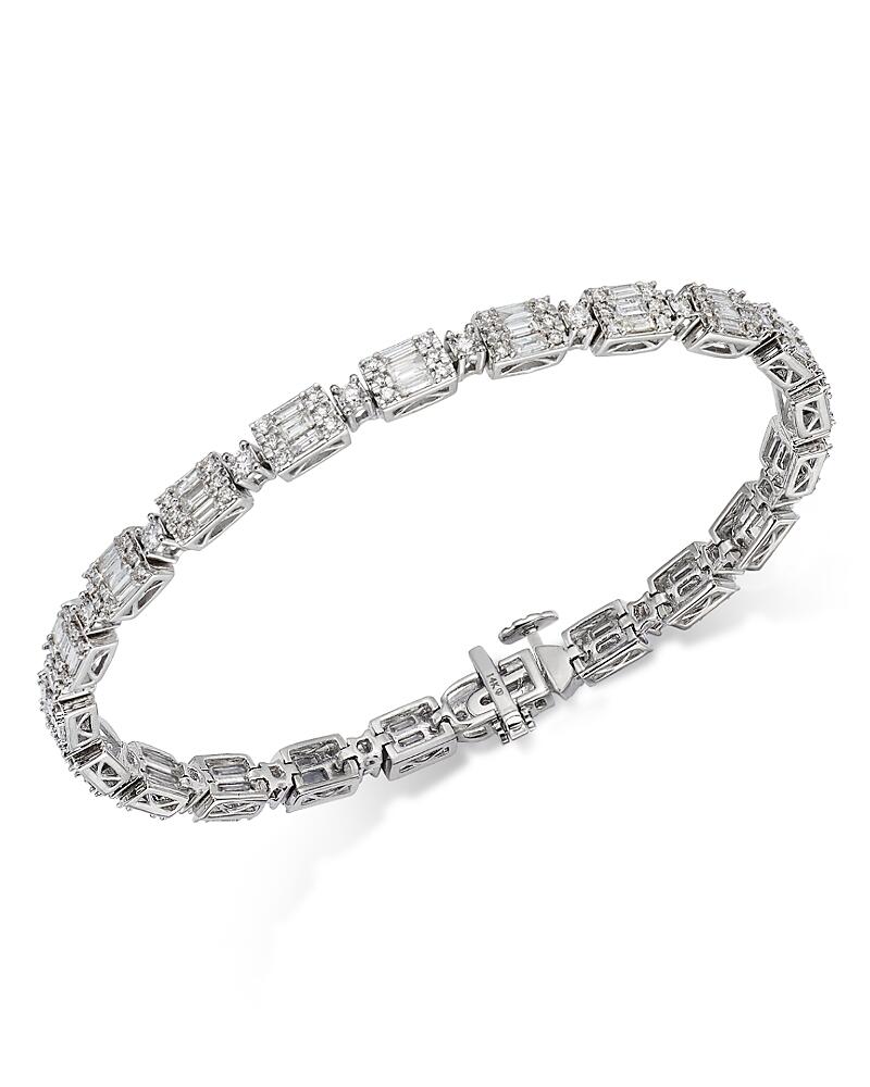 Bloomingdale's Fine Collection Diamond Round & Baguette Tennis Bracelet in 14K White Gold, 3.0 ct. t. w. Cover