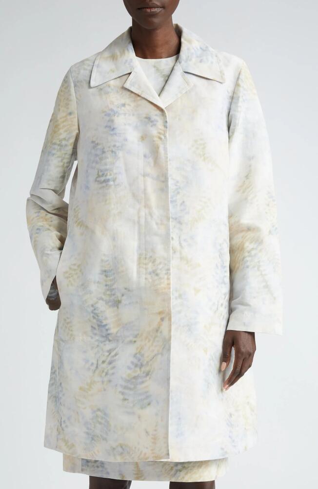 Lafayette 148 New York Warped Fern Print Linen Blend Overcoat in Bluestone Multi Cover