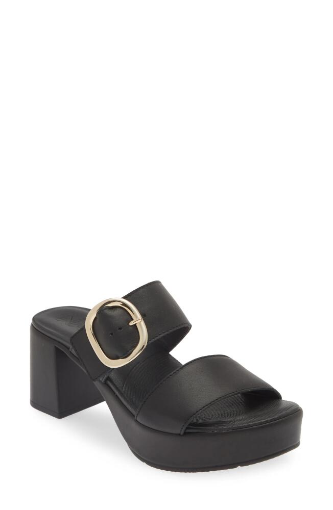 Naot Celeb Platform Slide Sandal in Jet Black Leather Cover