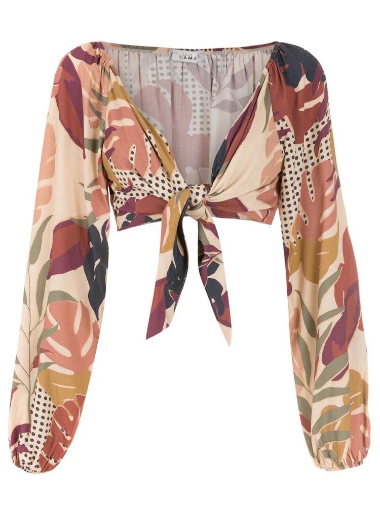 Amir Slama palm leaf print cropped blouse - Multicolour Cover