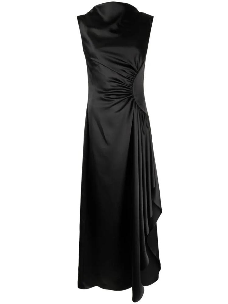 Amsale asymmetric draped satin gown - Black Cover