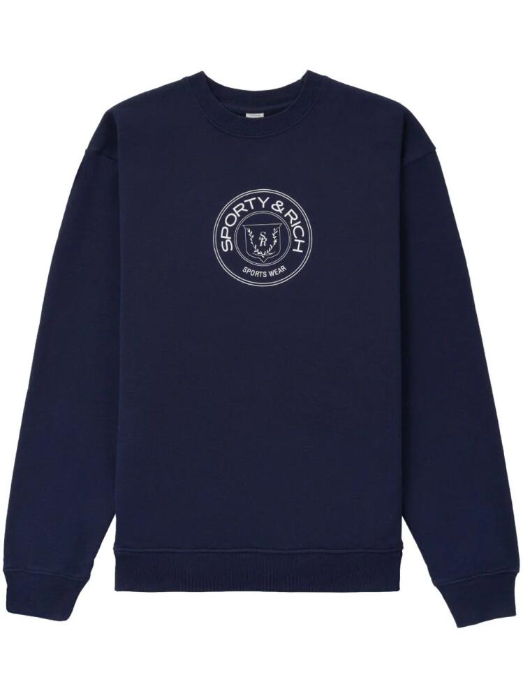 Sporty & Rich Connecticut Crest logo-print sweatshirt - Blue Cover